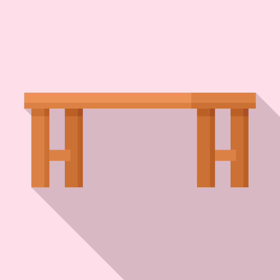 Long wood bench icon, flat style vector