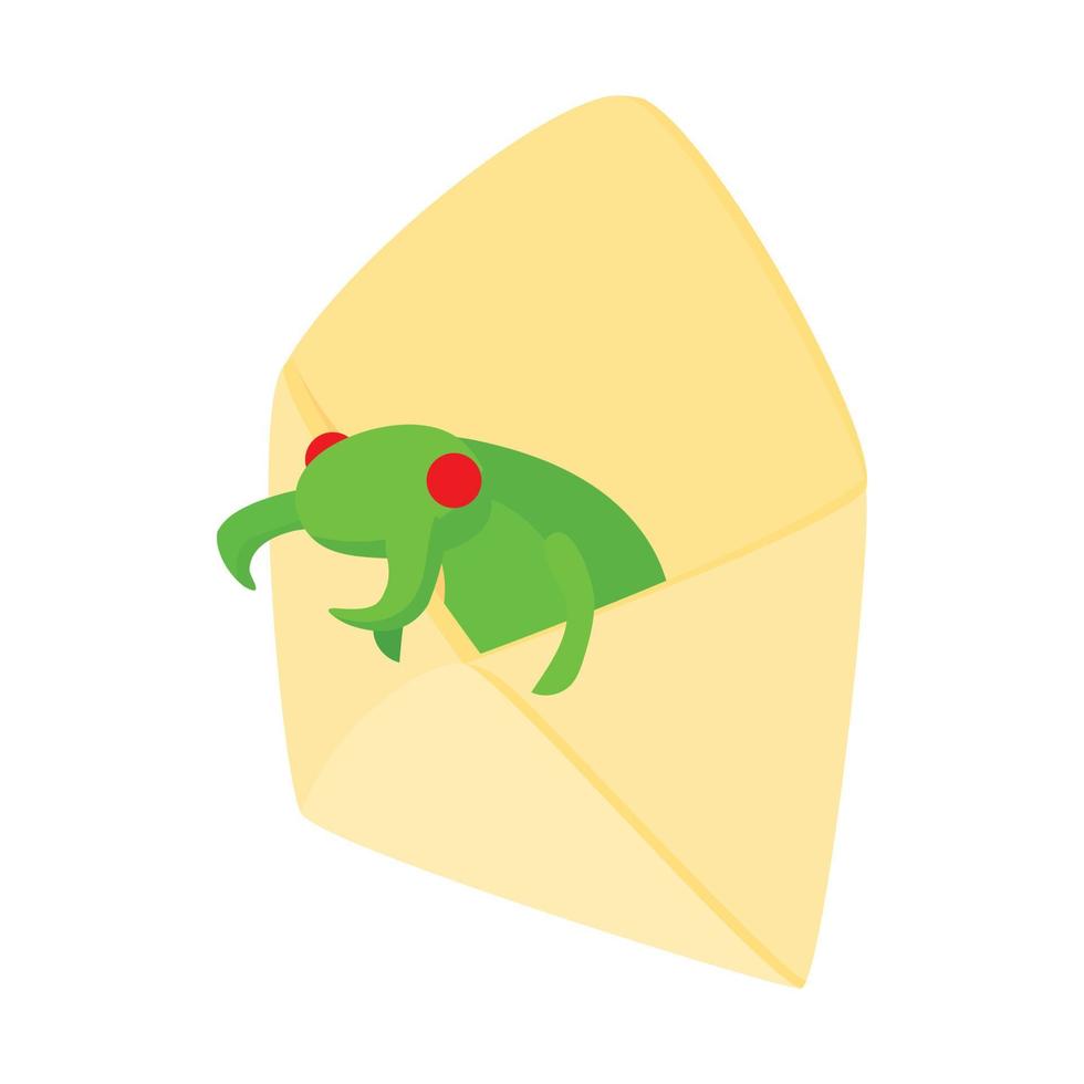 Infected email icon, cartoon style vector