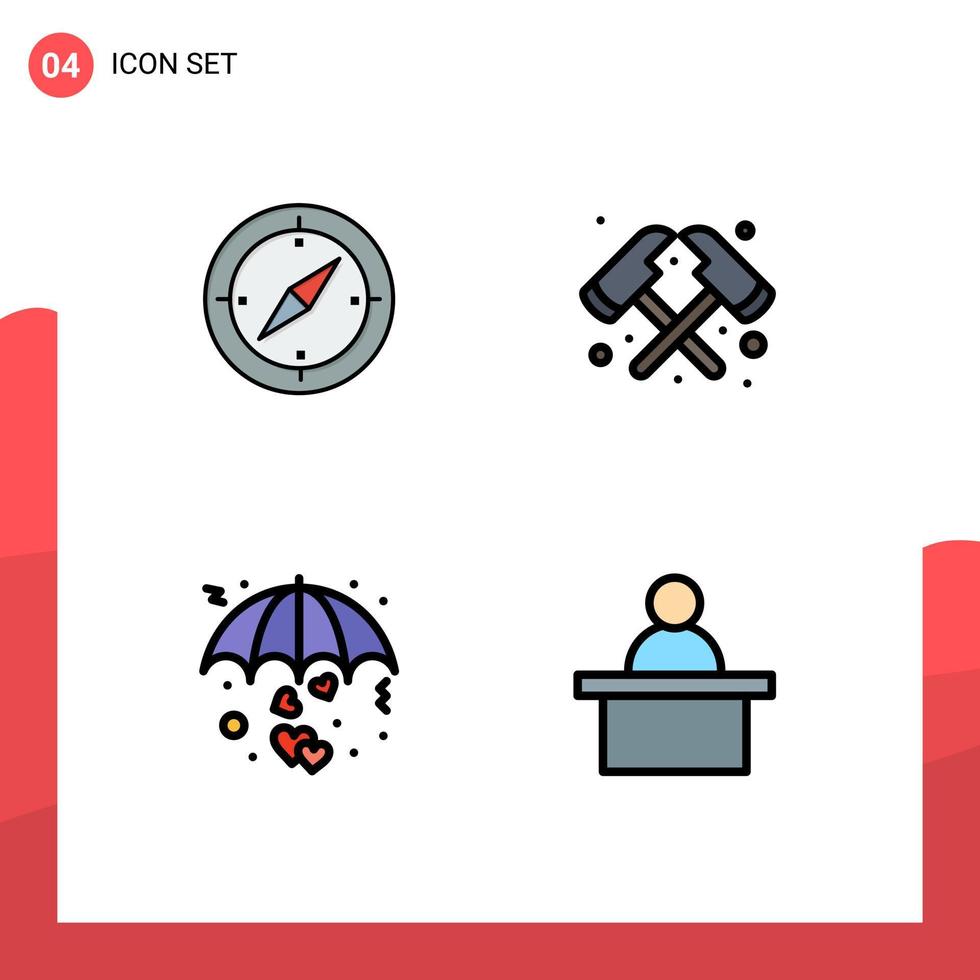 Universal Icon Symbols Group of 4 Modern Filledline Flat Colors of navigation protect gps firefighter valentine Editable Vector Design Elements