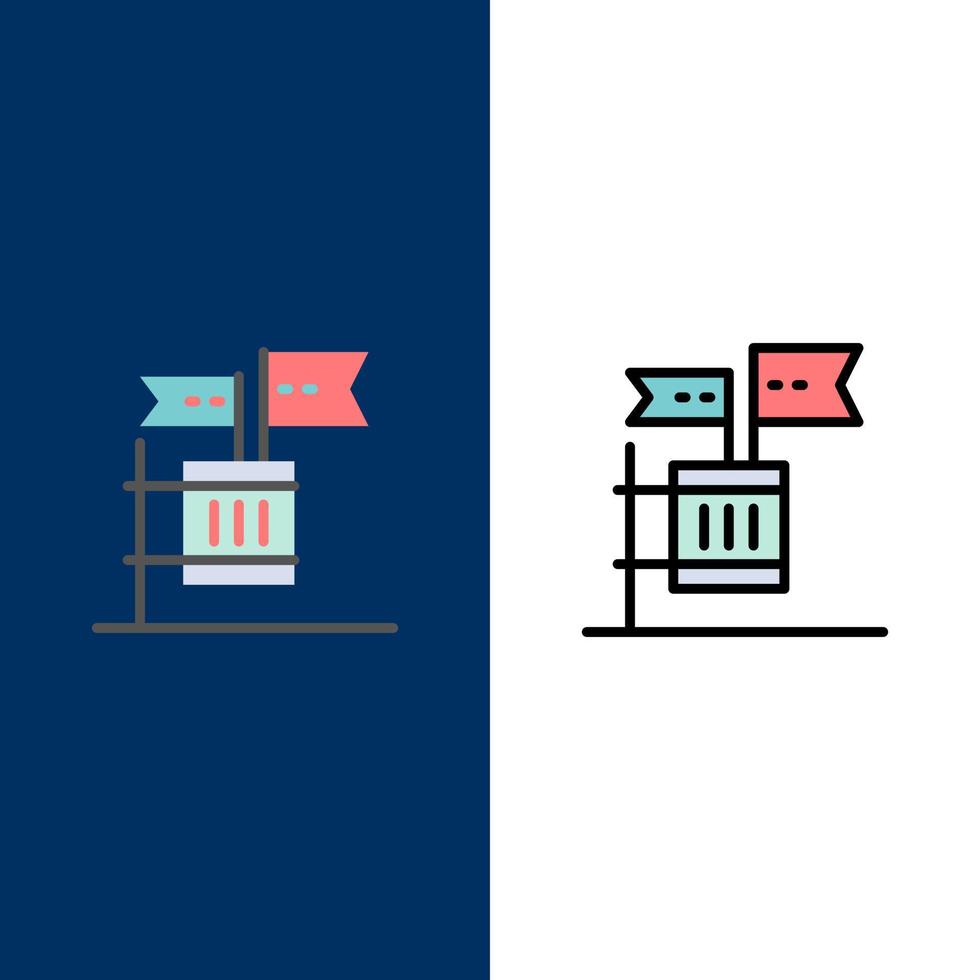 Ballot Boycott Election Garbage Junk  Icons Flat and Line Filled Icon Set Vector Blue Background