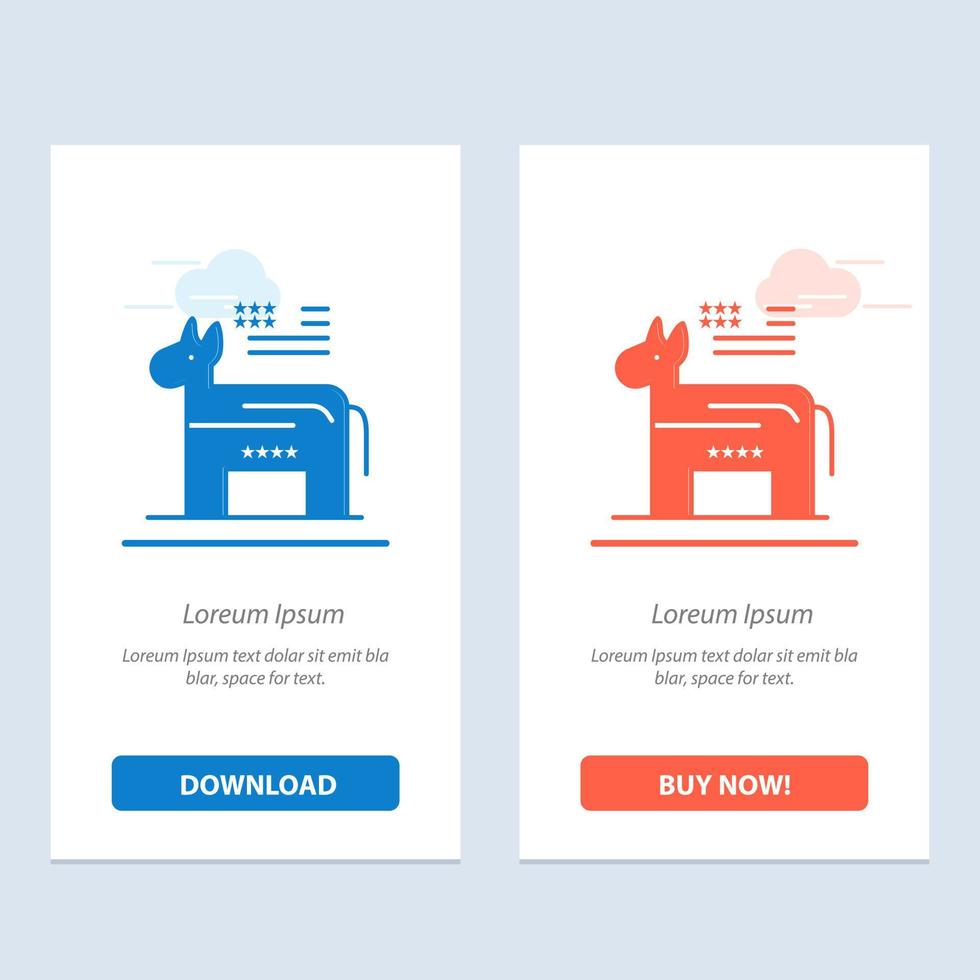 Donkey American Political Symbol  Blue and Red Download and Buy Now web Widget Card Template vector