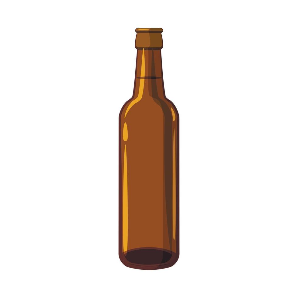 Full brown beer bottle icon, cartoon style vector