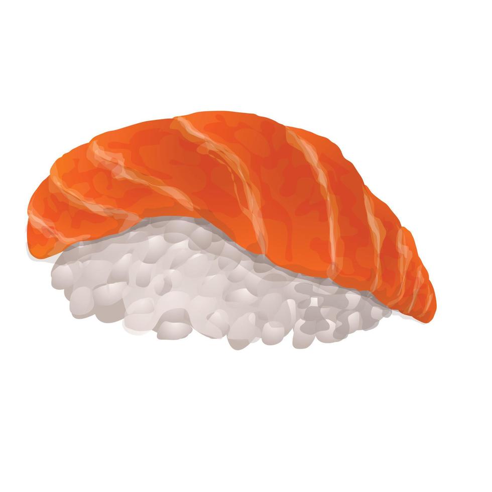 Red fish sushi roll icon, cartoon style vector