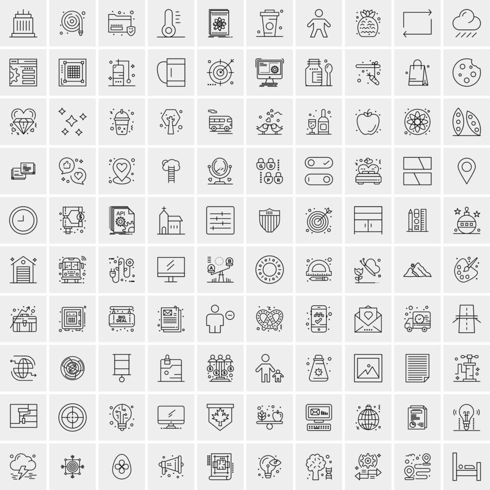 Pack of 100 Universal Line Icons for Mobile and Web vector