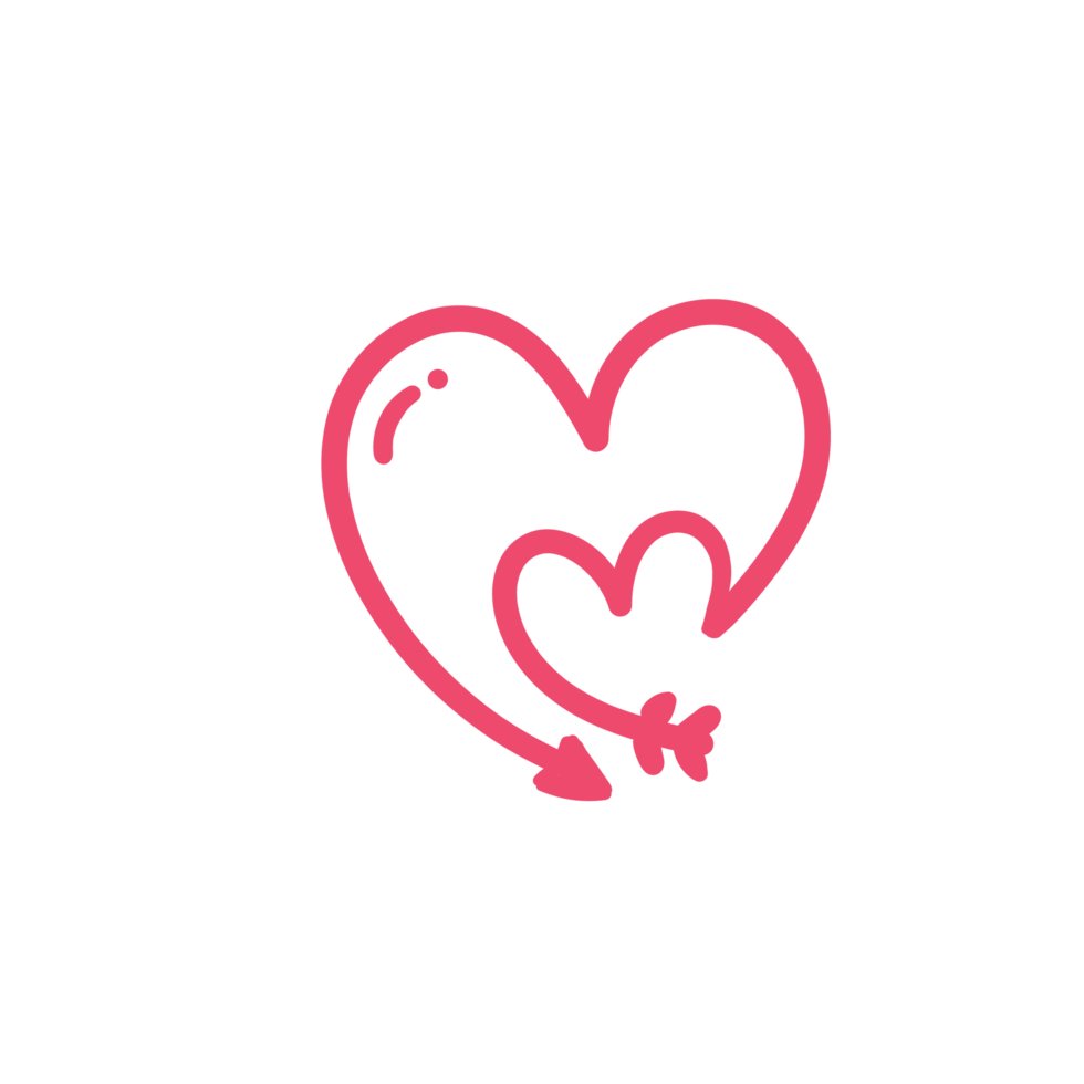 Hand drawn heart line. red heart love on valentines day png