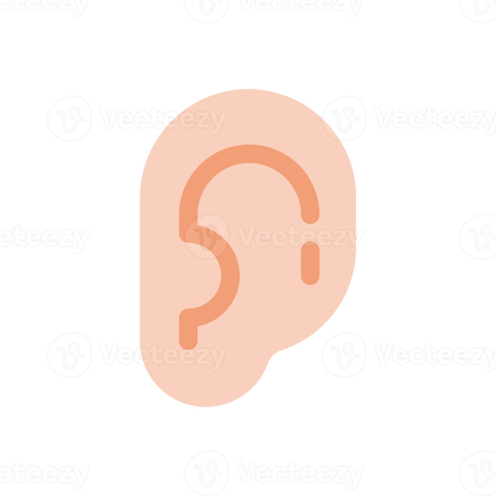 Ear icon. Ear line design The concept of hearing problems Isolated on background png