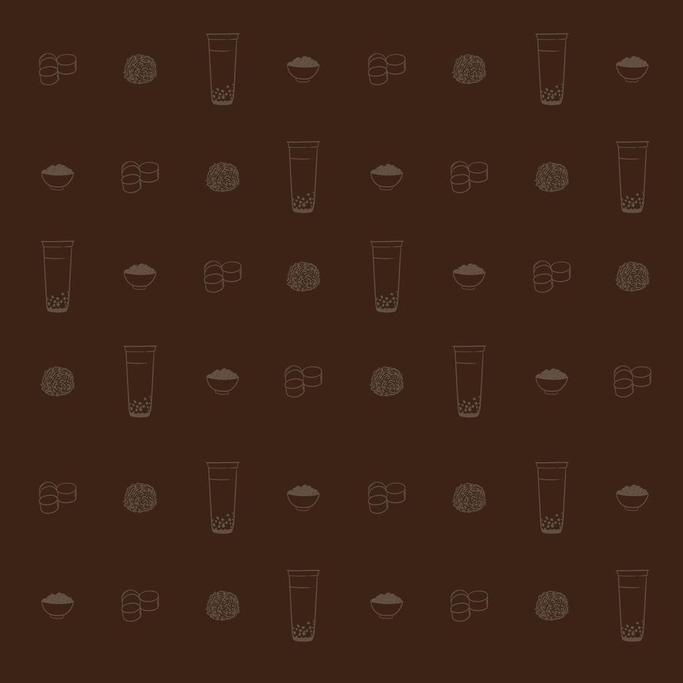 bubble tea print background in line art design for drink or advertising template design vector