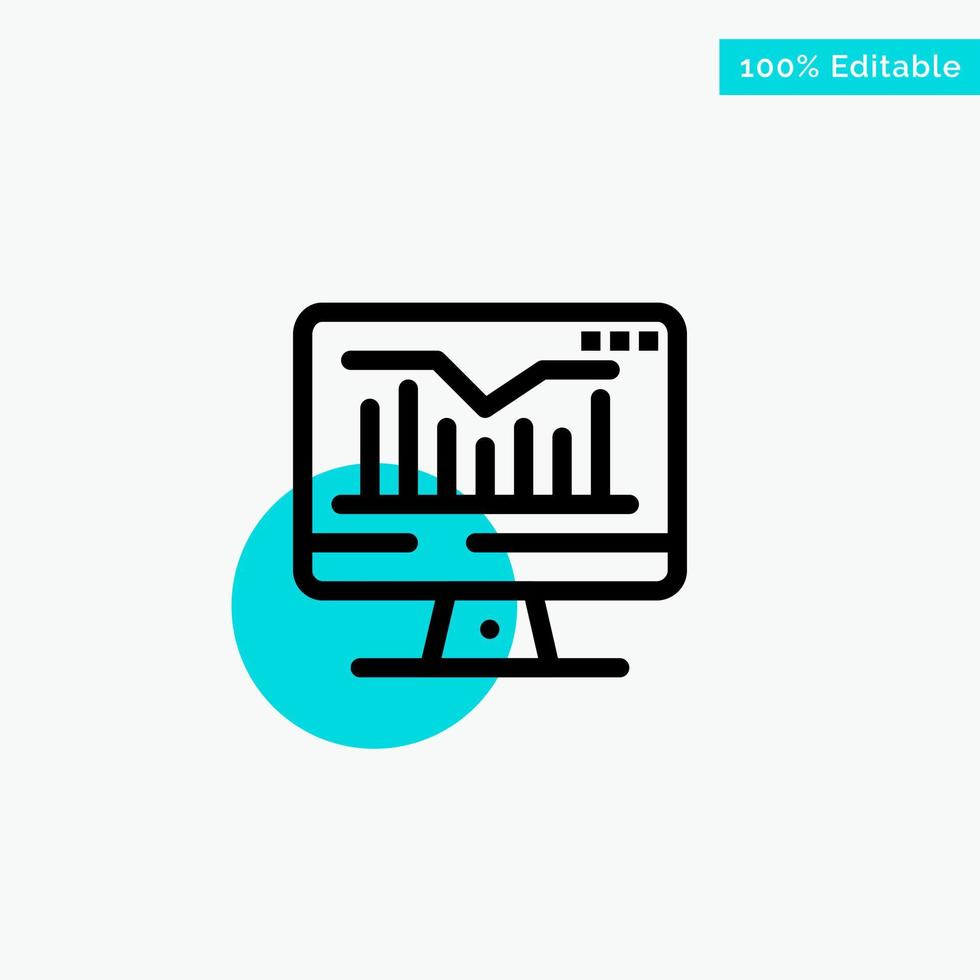 Computer Static Graph Monitor turquoise highlight circle point Vector icon