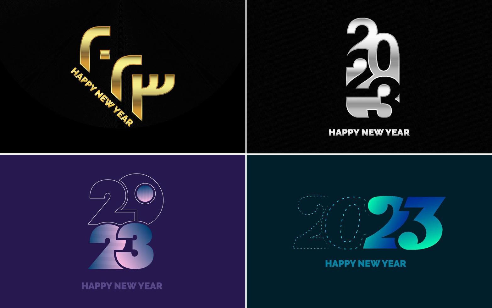 Set of logo design 2023 Happy New Year. 2023 number design template. Christmas decor 2023 Happy New Year symbols. Modern Xmas design for banner. social network. cover and calendar vector