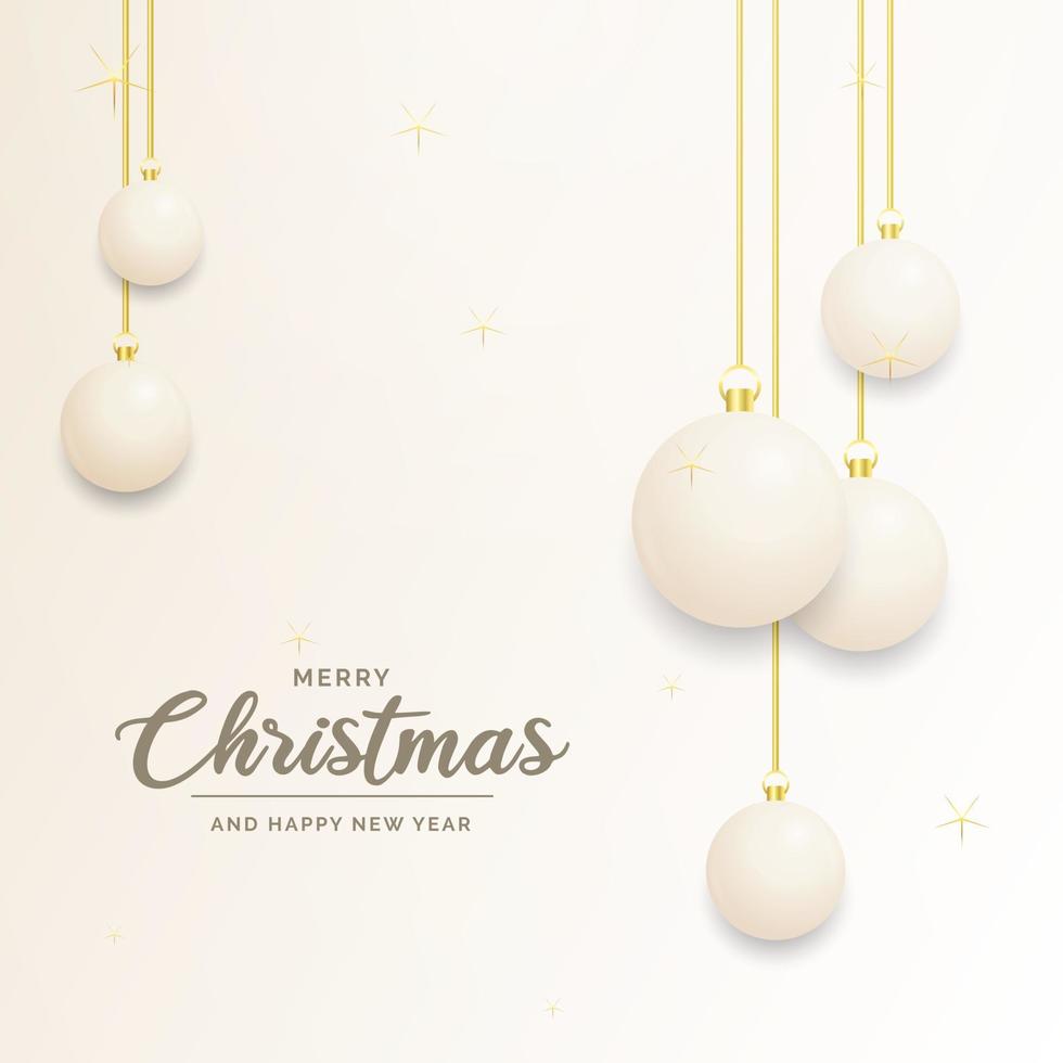 Festive Christmas decoration White and gold christmas balls for website. social networks. blog or your video channel vector