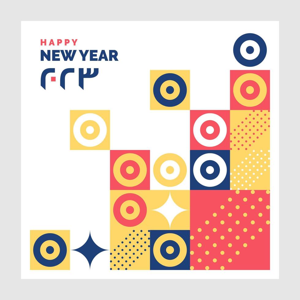 feliz año nuevo 2023 fondo geométrico mosaico vector