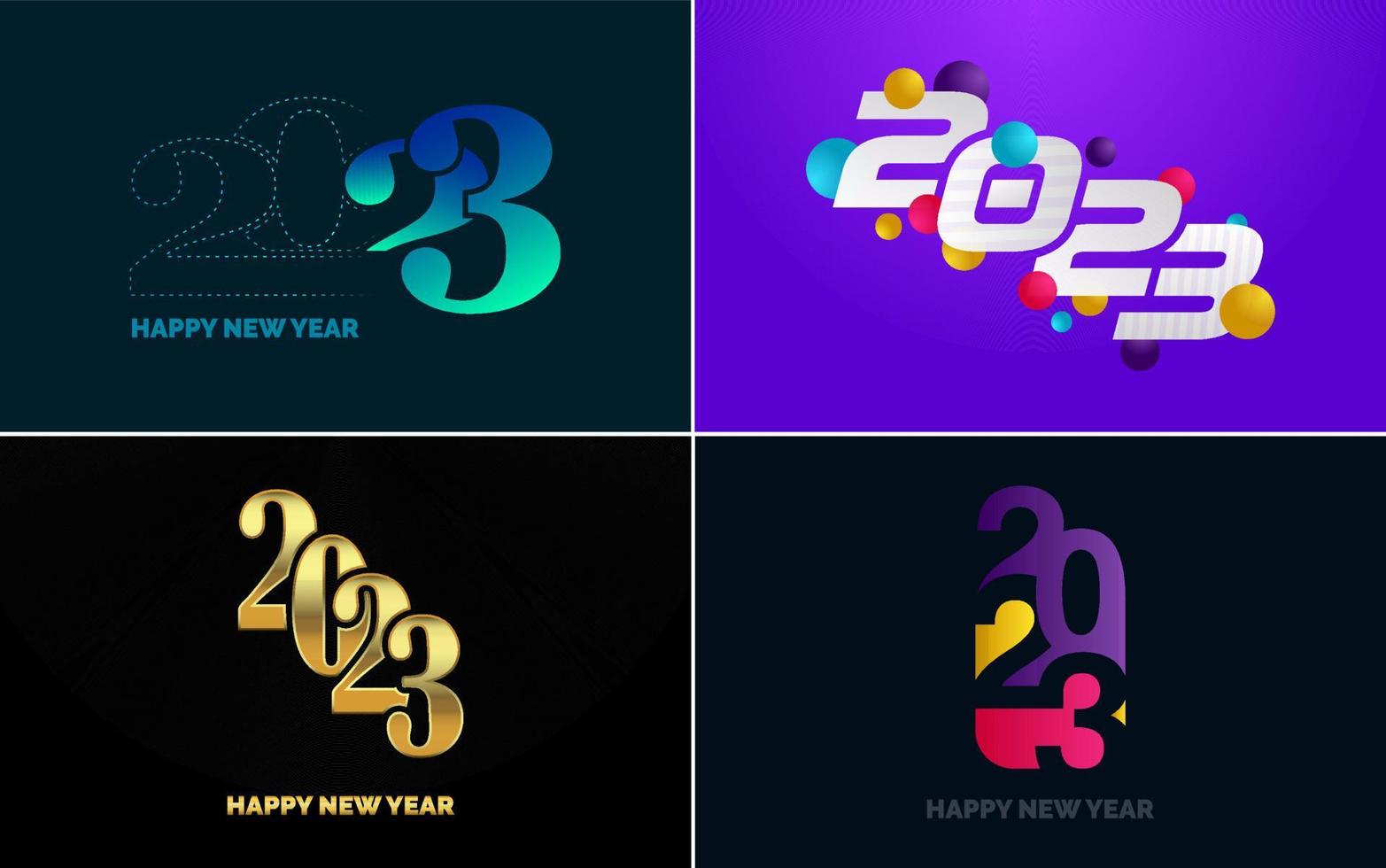 Happy New Year 2023 text design Pack. for Brochure design template. card. banner vector