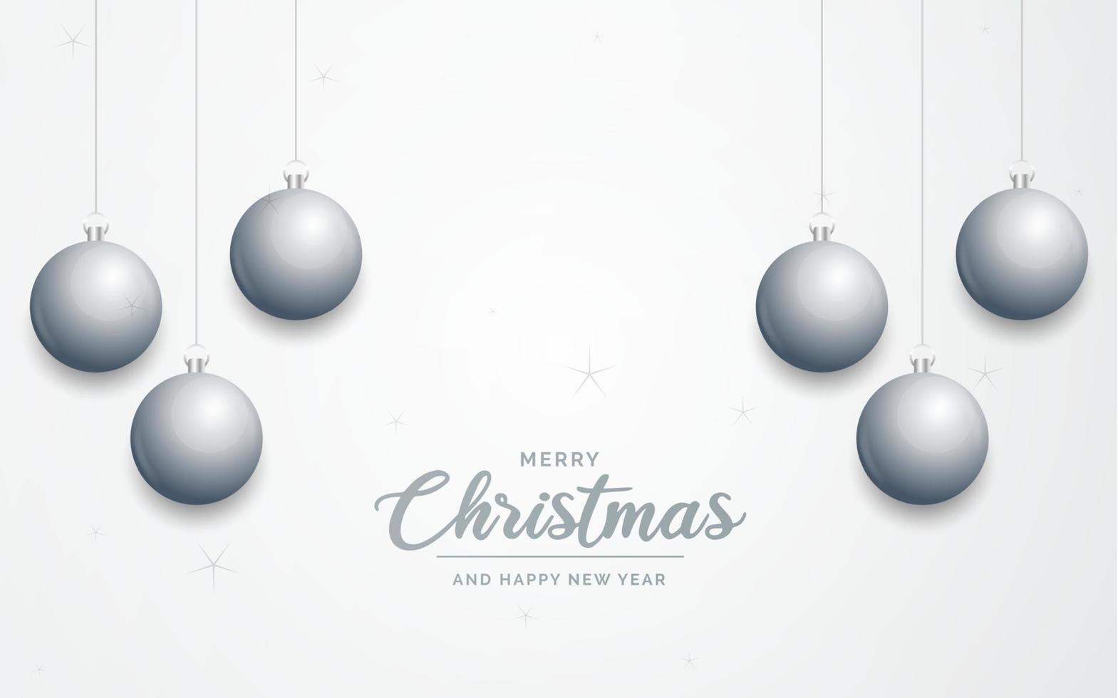 Elegant shiny white Christmas background with Silver baubles and place for text vector