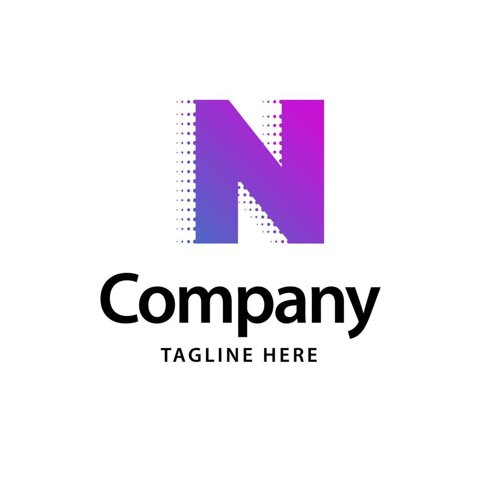 n logotipo morado. diseño de identidad de marca comercial vector