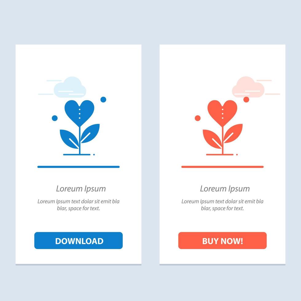 Gratitude Grow Growth Heart Love  Blue and Red Download and Buy Now web Widget Card Template vector