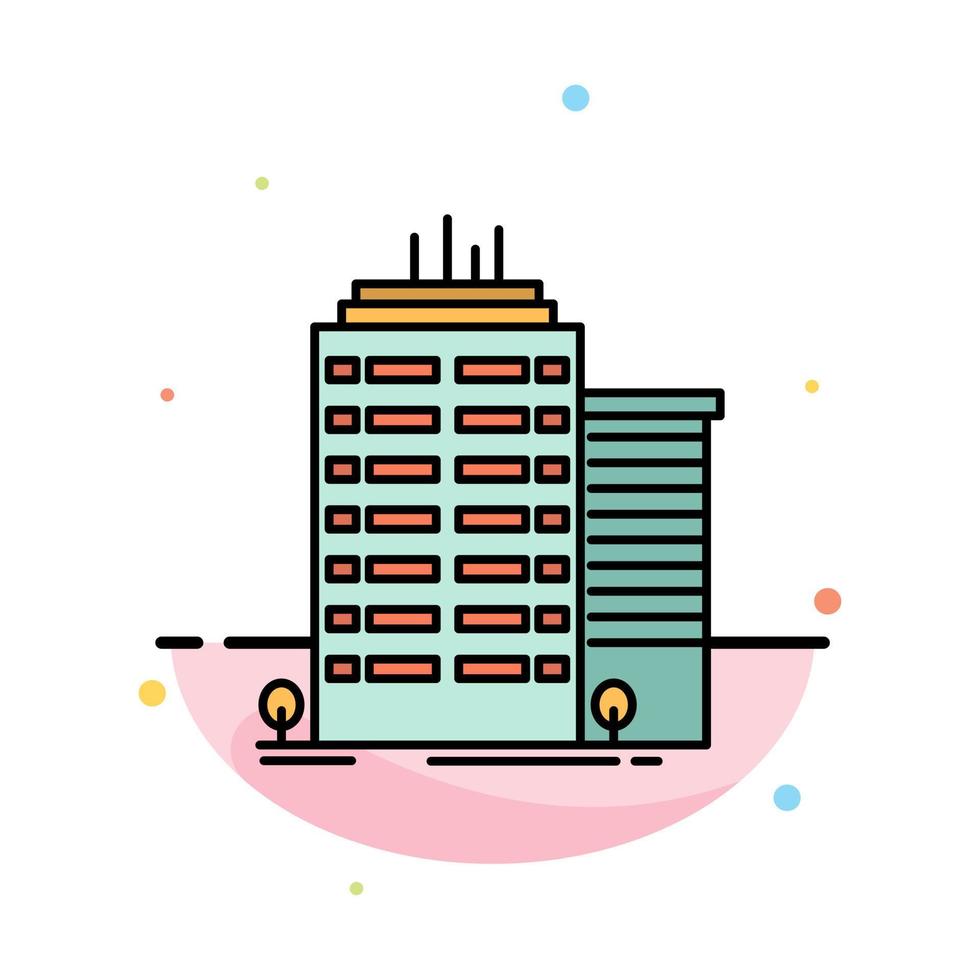 Building Skyscraper Office Top Abstract Flat Color Icon Template vector