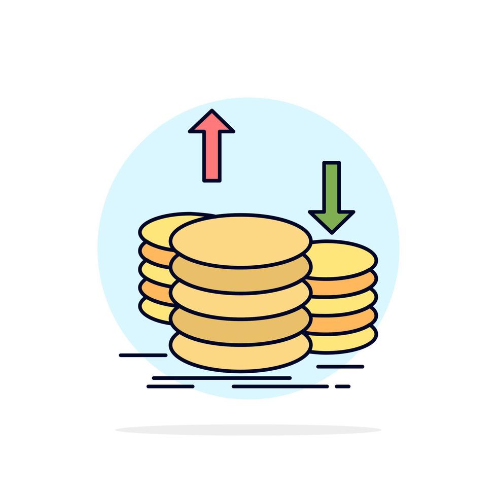 monedas finanzas capital oro ingreso color plano icono vector