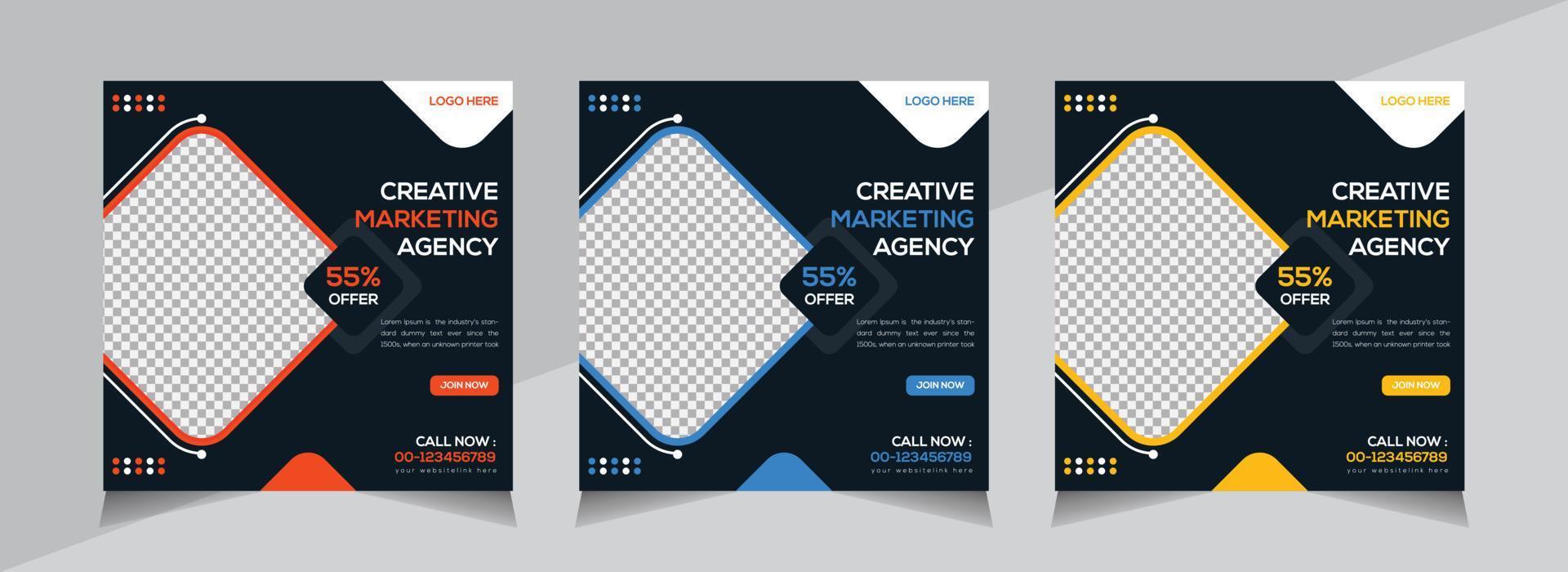 Creative Social Media banner Design, Business Social Media Post Template, Web Banner, Unique Editable, Free Vector