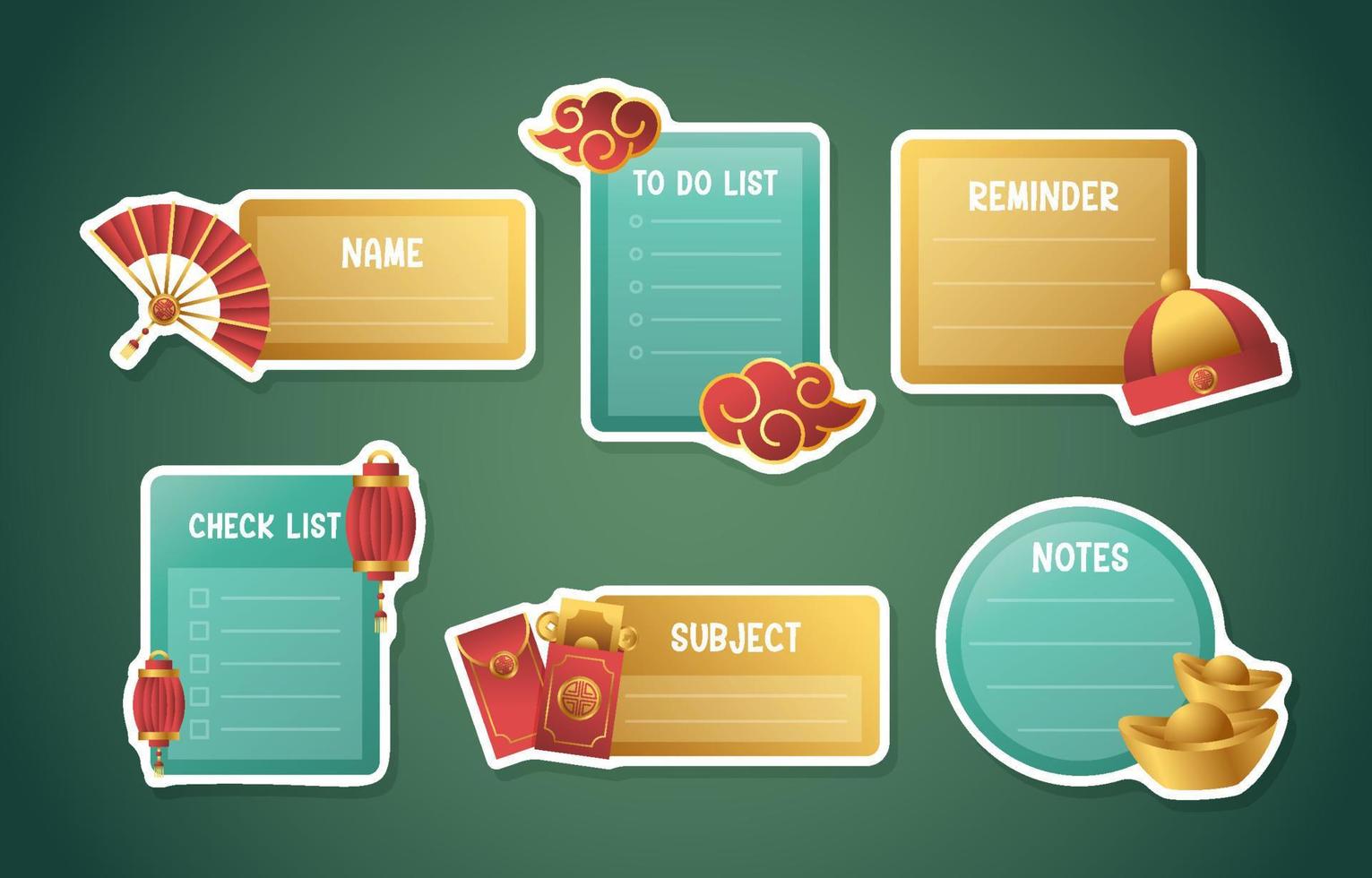 Chinese New Year Sticker Set Template vector