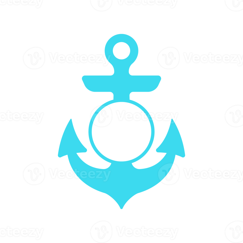 silhouettes of an anchor for a boat traveler in the ocean Isolated on background. png