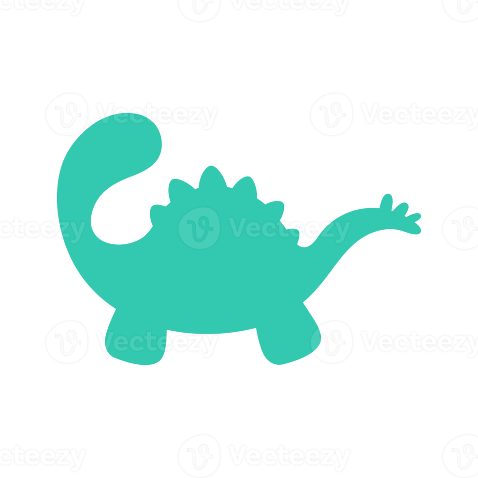 Blank baby dinosaur silhouette for add cute text for kids. Isolated on background. png