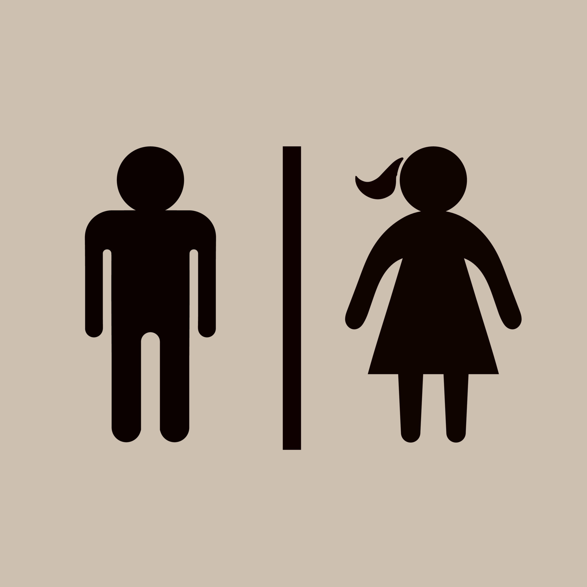 Simple basic sign icon male and female restroom pictograms. wc icons