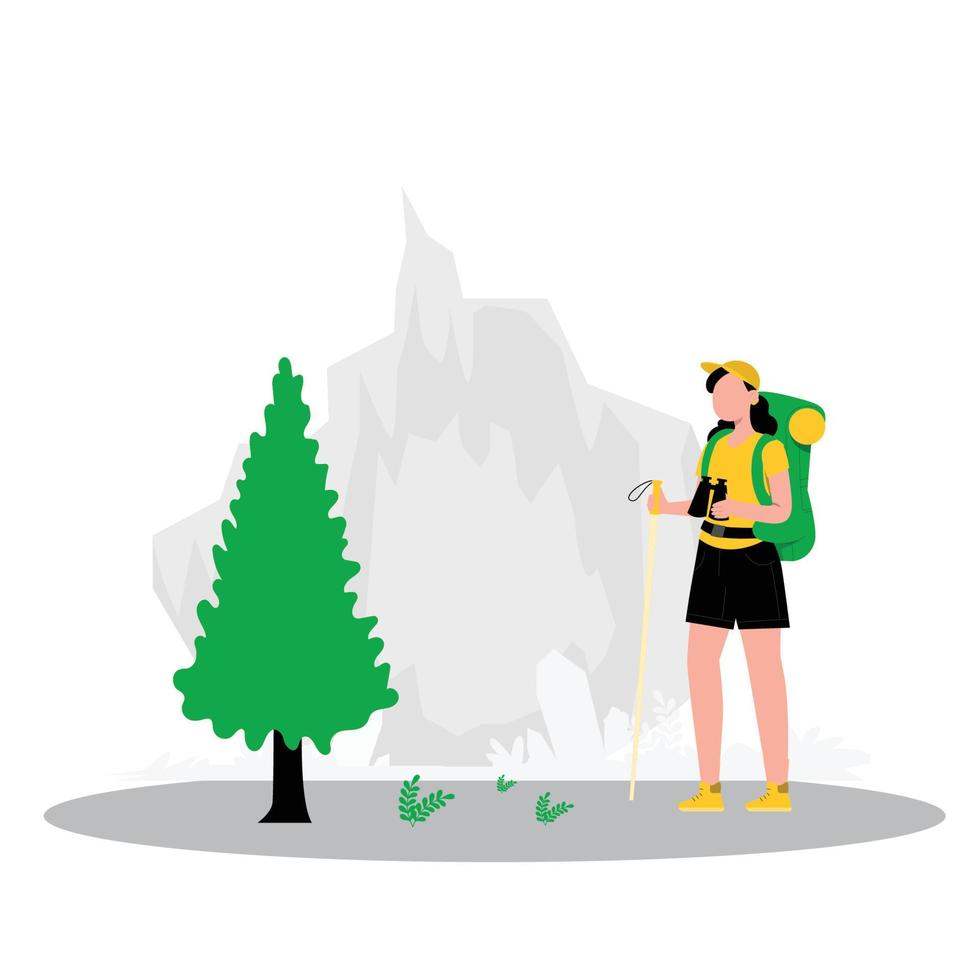 Female tourist exploring site vector