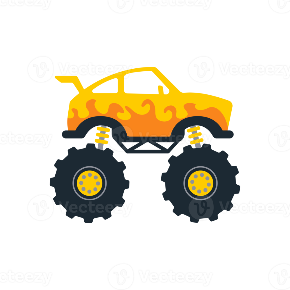 Set of monster trucks. pickup truck with big wheels Cartoon car design  ideas for boys. 14569380 PNG