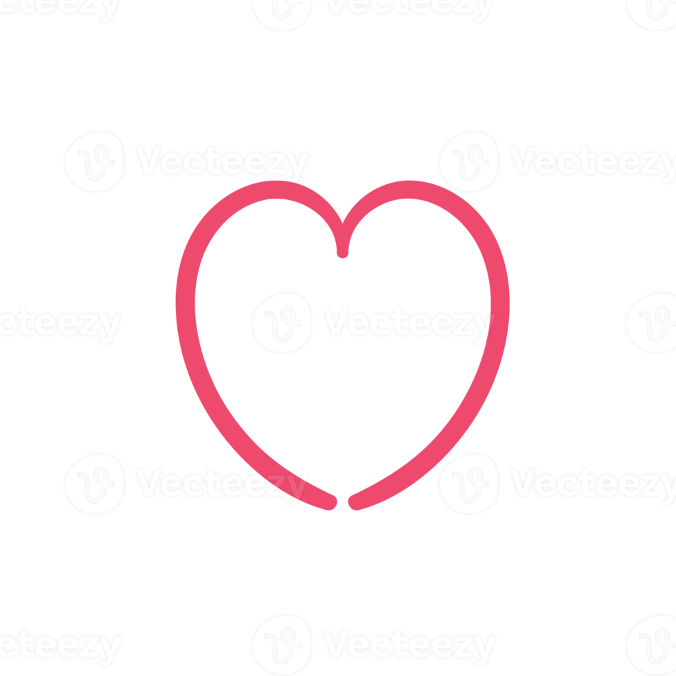 Hand drawn heart line. red heart love on valentines day png