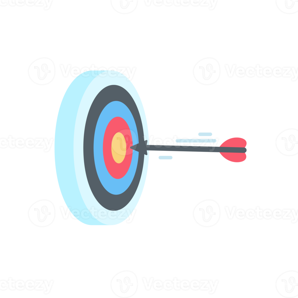 Arrows shot to the center of the target. business goal setting concept png