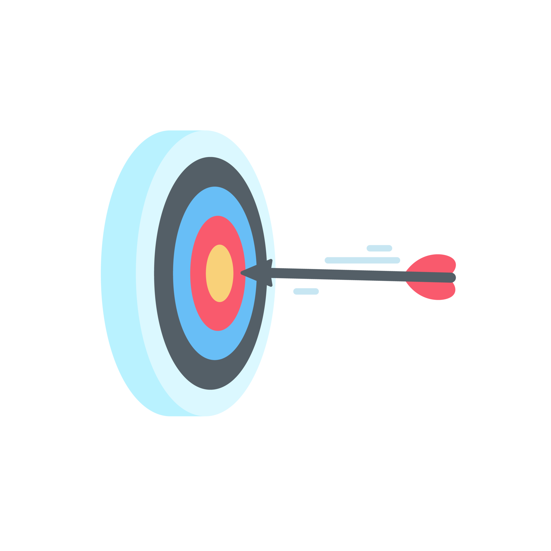 Arrows shot to the center of the target. business goal setting concept