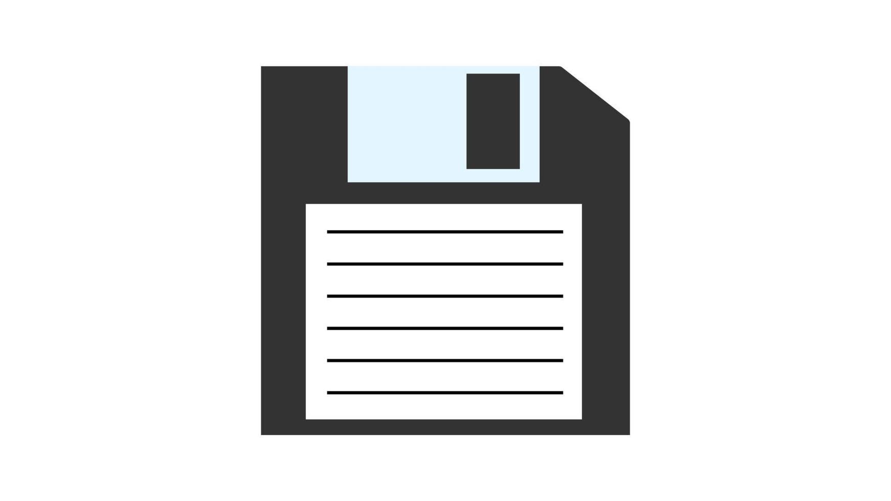 Old retro vintage hipster floppy disk for computer to store information, pc from 70s, 80s, 90s. Black and white icon. Vector illustration