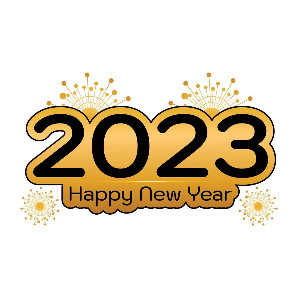 Happy New Year 2023 gold and black Vector Illustration