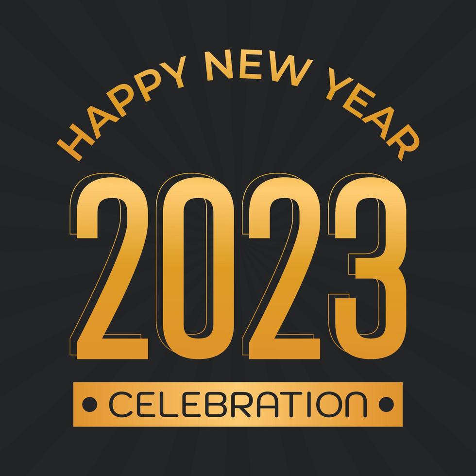 Happy New Year 2023 Golden Vector. 2023 Celebration banner background template vector