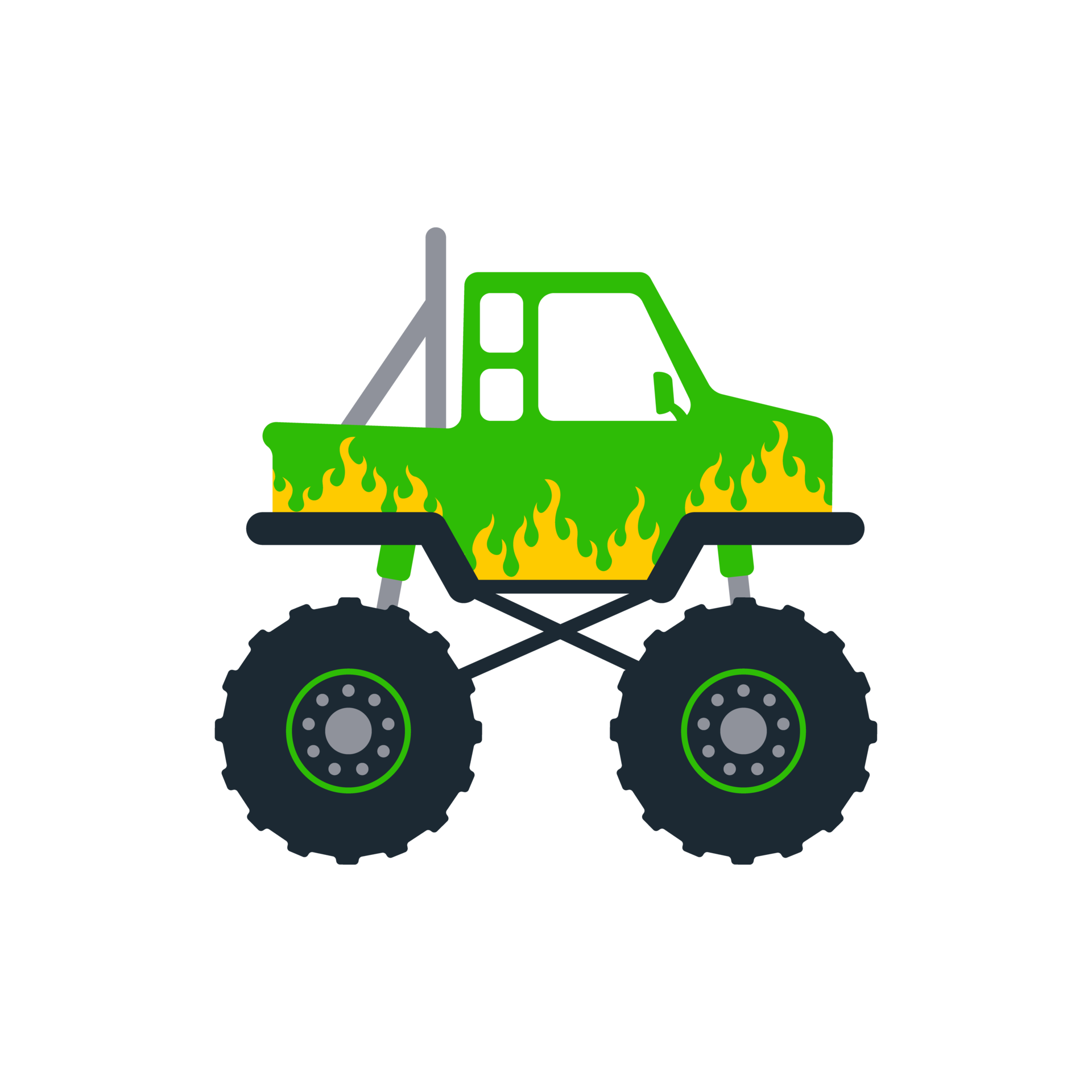 Set of monster trucks. pickup truck with big wheels Cartoon car design  ideas for boys. 14569380 PNG