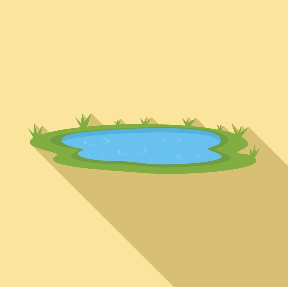 icono del lago de la ciudad del parque, estilo plano vector