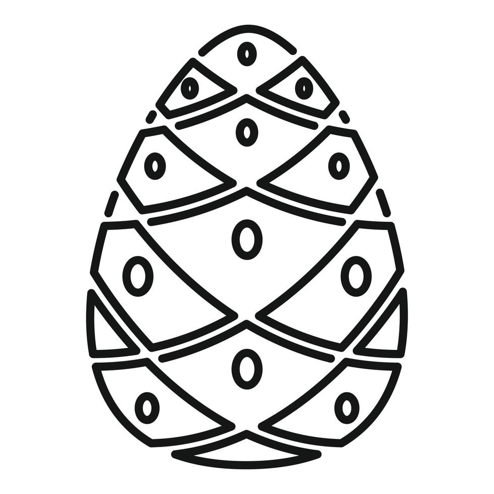 icono de cono de pino de cedro, estilo de esquema vector