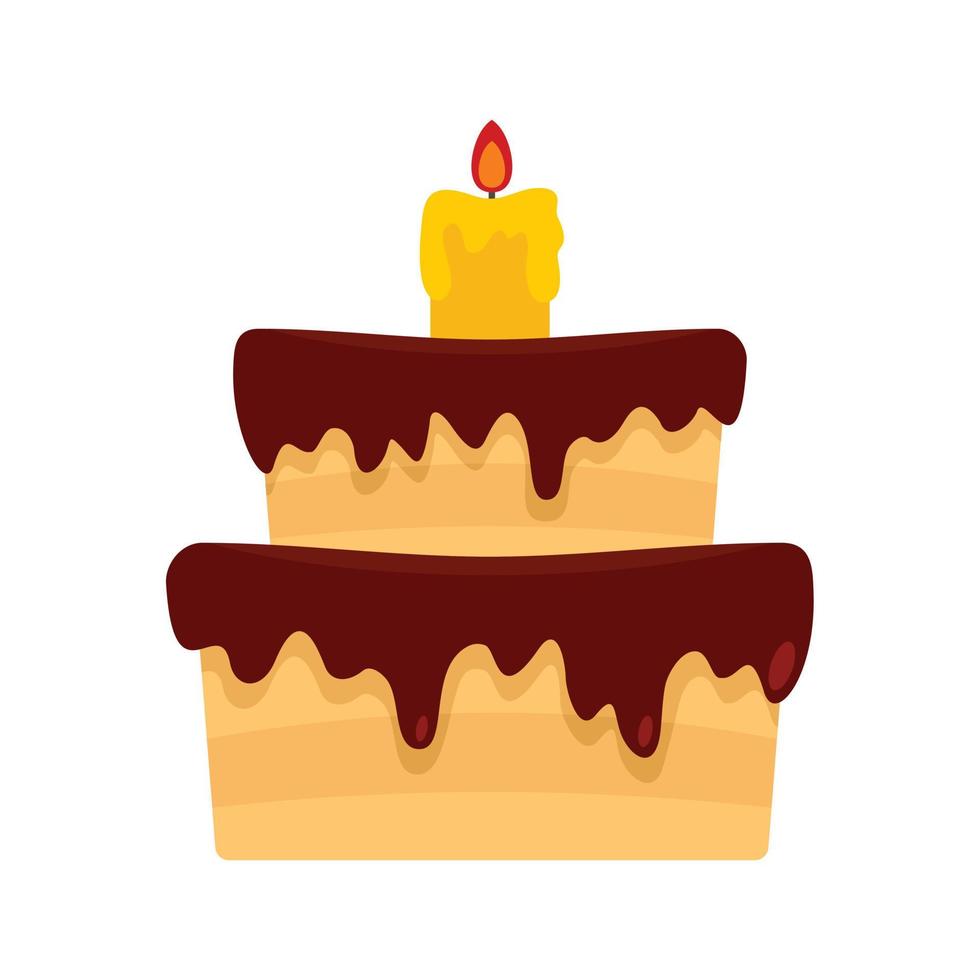 icono de pastel de celebración, tipo plano vector