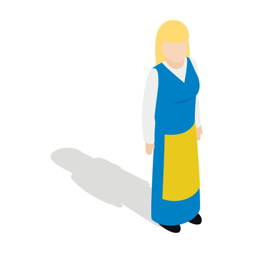 mujer vestida con un icono de traje tradicional sueco vector