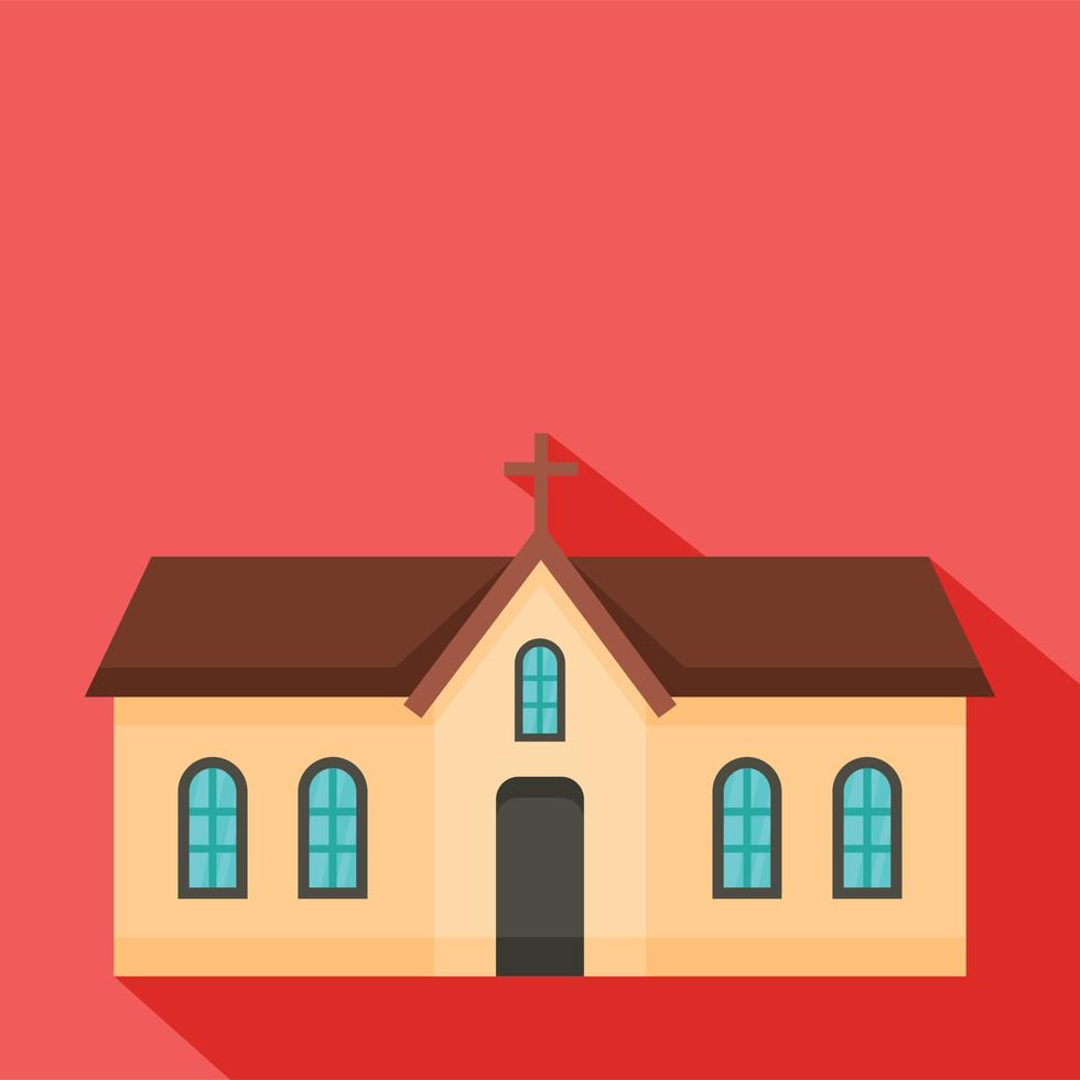 Small church icon, flat style vector