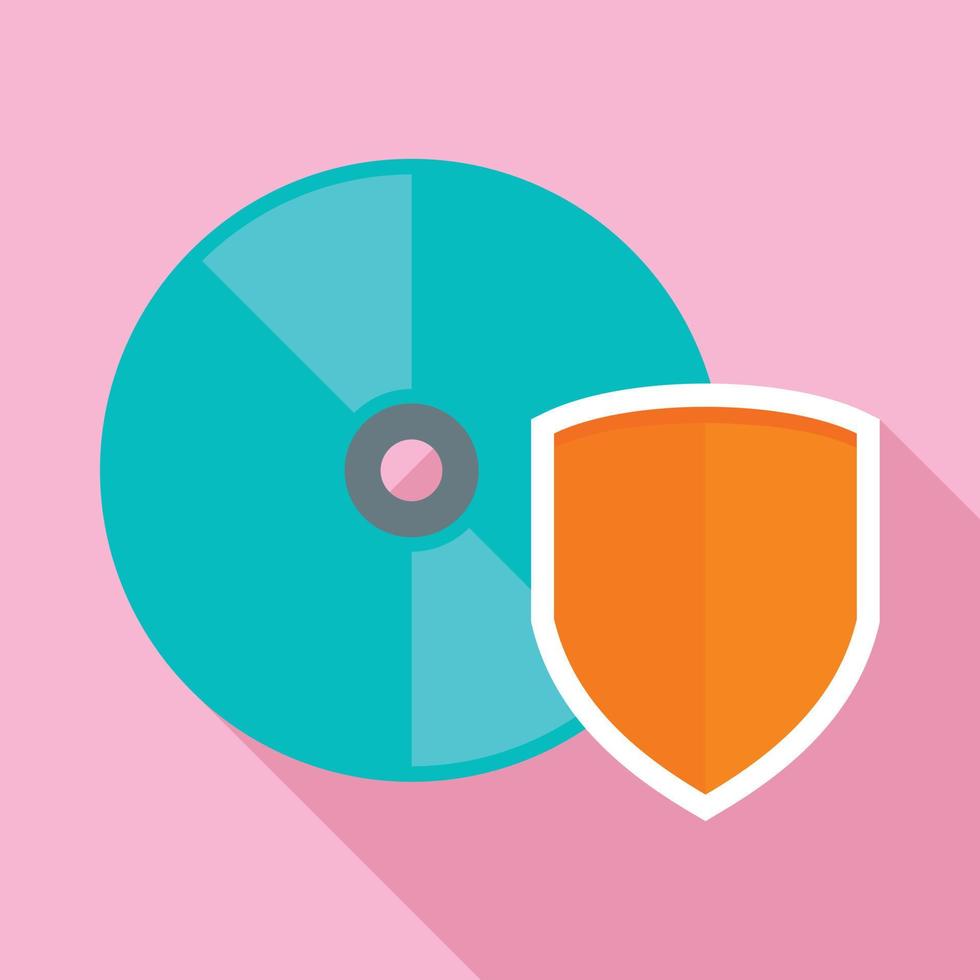 Secured cd disk icon, flat style 14570145 Vector Art at Vecteezy