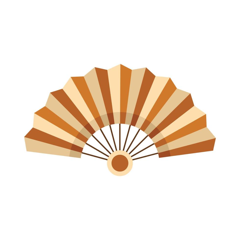 icono de ventilador de mano de bambú, estilo plano vector