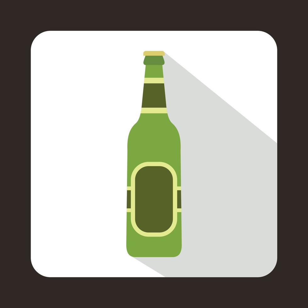 Green bottle of beer icon, flat style vector