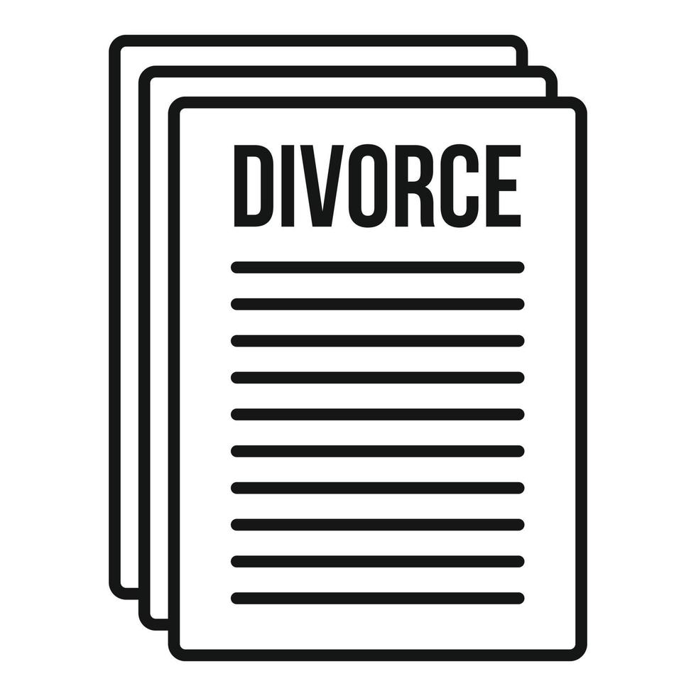 icono de papeles de divorcio, estilo de contorno vector