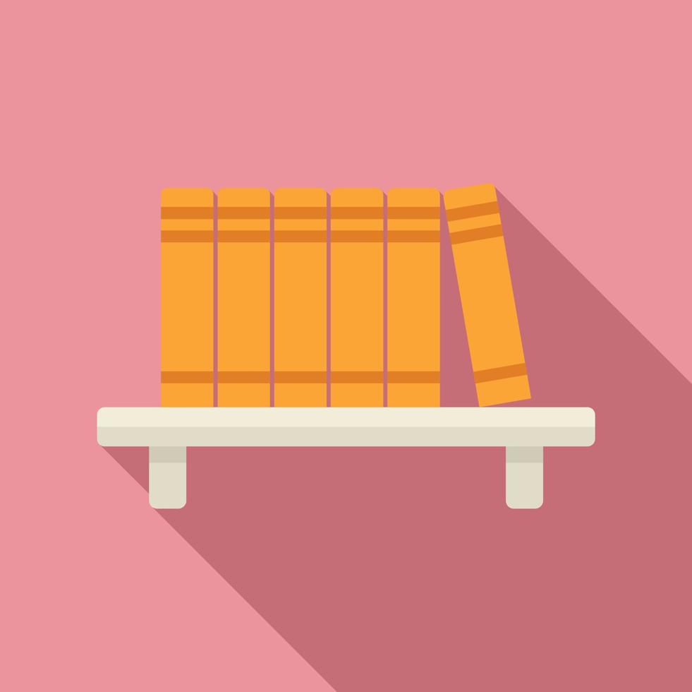 Library book shelf icon, flat style vector