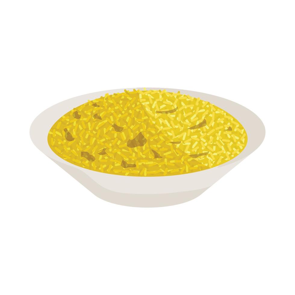 Yellow rice icon, cartoon style vector