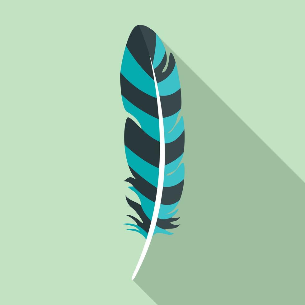 Rainbow feather icon, flat style vector