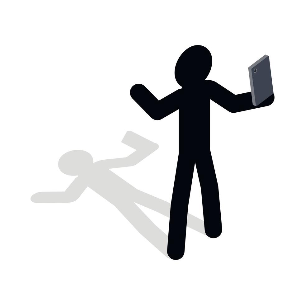 Man taking selfie photo on smartphone icon vector