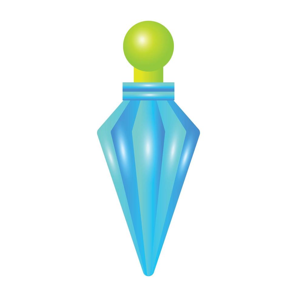 Blue crystal potion icon, cartoon style vector