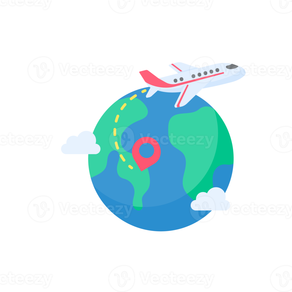passenger plane flying on the world map vacation travel ideas png
